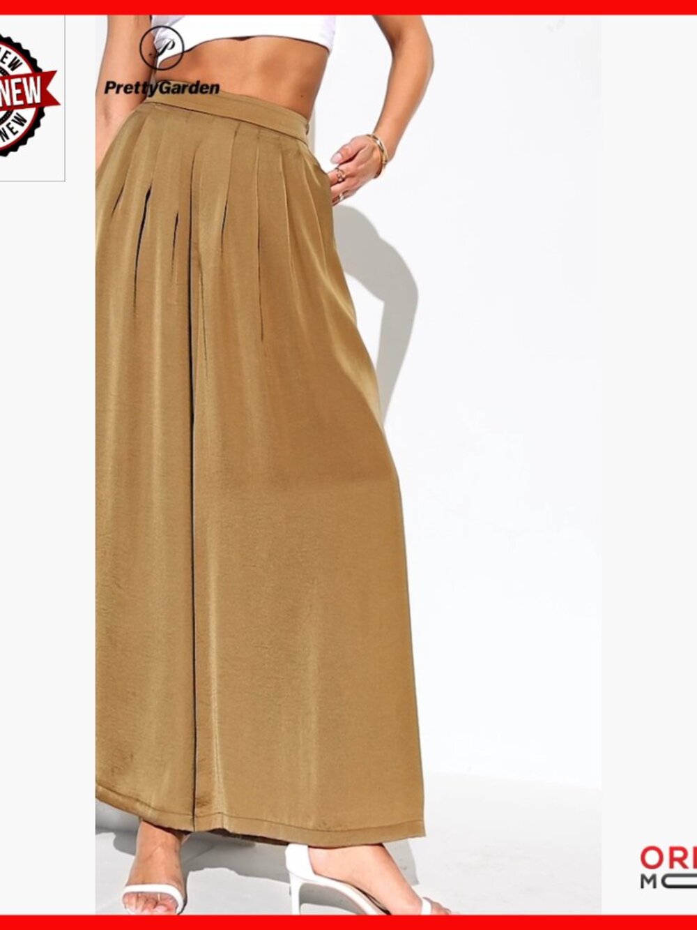 High Waisted Wide Leg Palazzo Pants Loose Fit Flowy Work Lounge - Picture 7 of 7